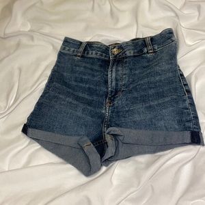 High waisted jean shorts